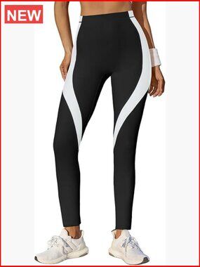 High Waisted Leggings Color Block Yoga Pants Workout Running Stretchy